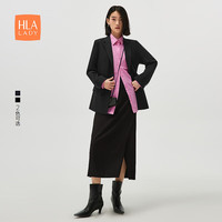 海澜之家（HLA）西服女24春秋商务通勤利落单排扣西装女 黑色Y3 165/88A L115-130斤