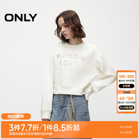 ONLY024秋季时尚设计感水钻落肩圆领短款卫衣女|12439S007 S00 白色 170/88A/L
