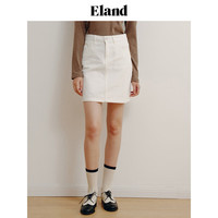ELAND衣恋半身裙女简约风直筒包臀裙牛仔短裙A字裙春秋款 象牙白/白色(39)Ivory L/170