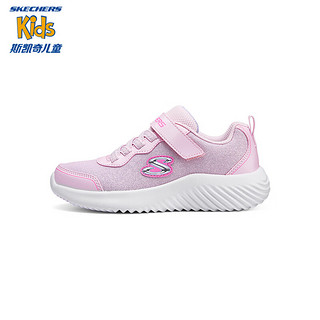 Skechers斯凯奇女童春秋时尚休闲鞋纯色简约儿童校园防滑运动鞋子303528L 浅粉色/LTPK 28.5码