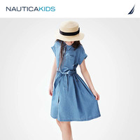 诺帝卡 NAUTICA童装【2024夏季】 女童牛仔连衣裙儿童牛仔裙装 浅蓝-凉感天丝牛仔 120cm