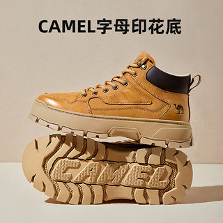 骆驼（CAMEL）2024冬季高帮工装靴复古百搭雪地加绒保暖男靴 G14W136643 黑色 42