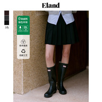 ELAND衣恋半身裙女百褶A版含羊毛通勤裙子2024秋季 黑色(19)Black M/165