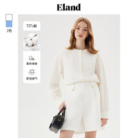 ELAND衣恋衬衫女棉感舒适珍珠蕾丝花边长袖俏皮上衣2024夏季 乳白色(64)Cream-A款 S/160