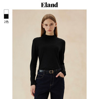 ELAND衣恋长袖T恤女半高领弹力修身舒适打底衫2024秋季 黑色(19)Black L/170