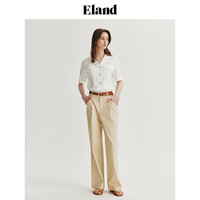 ELAND衣恋宽松版翻领衬衫女舒适V领显瘦上衣2024夏季 象牙白/白色(39)Ivory L/170