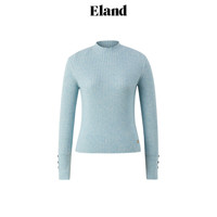 ELAND衣恋毛衣女小高领木耳边含绵羊毛长袖弹力上衣2024秋季 蓝色(50)Blue M/165