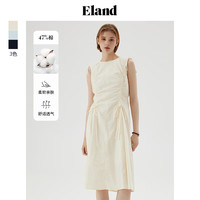 ELAND衣恋连衣裙女抽绳设计收腰显瘦无袖背心长裙2024夏季 乳白色(64)Cream L/170
