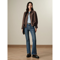 玖姿·安娜蔻clean fit简约松弛抽绳多色衬衫风衣外套2024秋季 深咖啡 3XL