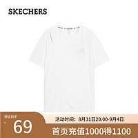 斯凯奇（Skechers）2024夏女童短袖T恤圆领休闲P224G125 亮白色/0019 L