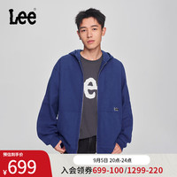 李 Lee24早秋舒适版男拉链卫衣外套休闲潮LMT007823204 蓝色 S