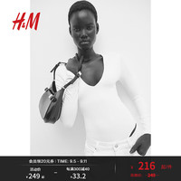 H&M女士包袋2024秋季装饰带设计单肩包1251946 黑色 中包