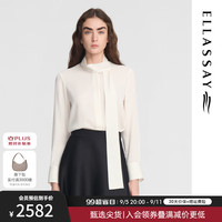 歌力思（ELLASSAY）2024秋季桑蚕丝法式飘带知性优雅衬衫女EWE353C00800 珠光白 XS