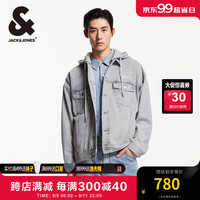 杰克·琼斯(JACK&JONES)杰克琼斯秋季新款oversied版型舒适百搭牛仔外套男装 C43浅牛仔灰 常规 1