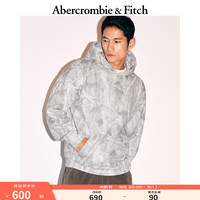 ABERCROMBIE & FITCH男装 24秋冬新款时尚潮流休闲抓绒印花套头连帽卫衣KI122-4184 灰色印花