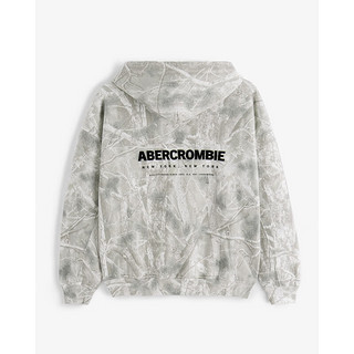 ABERCROMBIE & FITCH男装 24秋冬时尚百搭美式抓绒连帽运动卫衣KI122-4261 灰色印花 M (180/100A)