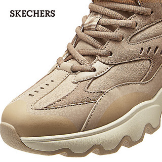 斯凯奇（Skechers）女鞋秋冬中高帮厚底增高休闲运动鞋加绒保暖短靴167844 棕褐色/TAN 39.5