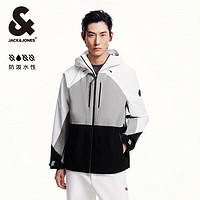 杰克·琼斯（JACK&JONES）男装衣服秋季款男士撞色拼接防风反光字母胶印夹克连帽外套男装 灰白色E44 灰白色E44 180/100A/L