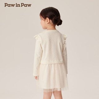 PawinPaw卡通小熊童装2024年秋冬女宝针织连衣裙 Ivory象牙色/39 110cm