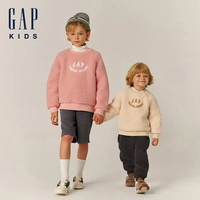 Gap【大小童同款】男女童2024秋仿羊羔绒加厚卫衣上衣646064 浅卡其 150cm (12-13岁) 亚洲尺码