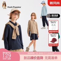 暇步士（Hush Puppies）童装儿童男大童2024春秋舒适休闲学院风长袖POLO衫 藏蓝 110cm 略薄