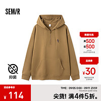 森马（Semir）卫衣男发热抑菌2024冬季半开襟连帽印花休闲装时尚校园风 驼色50140 185/104B/XXXL