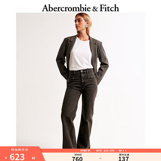 ABERCROMBIE & FITCH女装 24秋季复古时尚潮流高腰宽松牛仔裤KI155-4361 黑色 30S (155/76A)短版