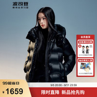 波司登2024冬季新款羽绒服女士短款泡芙经典百搭连帽保暖外套B40143116 幻夜黑-自然光8633