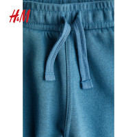 H&M2024秋季童装男童柔软舒适轻便松紧腰抽绳慢跑长裤1152676 青绿色 90/50