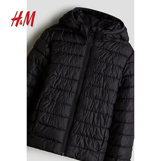 H&M2024秋季童装男童疏水棉服1179244 黑色 150/76