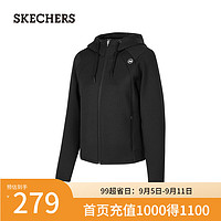 斯凯奇（Skechers）连帽运动上衣拉链设计秋季休闲装P424W029 碳黑/0018 M