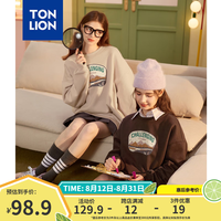 唐狮(TonLion)唐狮2024早秋圆领卫衣女复古印花闺蜜套头衫外套休闲百搭dx 沙砾色 M
