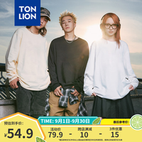 唐狮（TonLion）新款男净色圆领长袖T恤男纯色宽松潮流t宽松潮流复古男生t恤dx