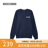 斯凯奇（Skechers）男女同款针织套头卫衣2024年秋季L324U109 海军蓝/00DU XXL