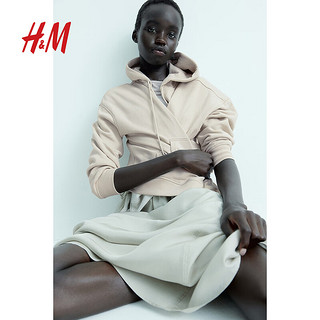 H&M2024秋季女装全拉链连帽衫1257834 浅米色 155/76