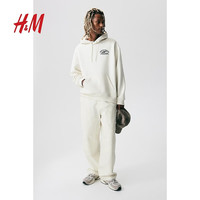 H&M2024秋季新款男装女装时尚休闲百搭宽松版型印花连帽衫1122659