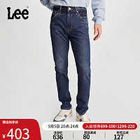 Lee24早秋新品723中腰直脚磨毛中深蓝男牛仔裤保暖潮LMB100723101 中深蓝色