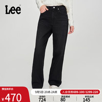 李 Lee24早秋新品428舒适直筒磨毛黑色女保暖牛仔裤潮LWB100428100 黑色