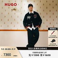 HUGO x 【Les Benjamins联名】男士24秋季特别图案点缀飞行员夹克 001-黑色 XL