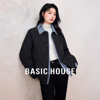 百家好（Basic House）休闲百搭冬季新款宽松长袖翻领衬衫式羽绒服女