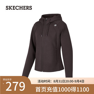 斯凯奇（Skechers）连帽运动上衣拉链设计秋季休闲装P424W029 可可浆果色/04AV XL