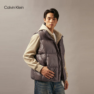 Calvin Klein Jeans24秋季男士休闲通勤ck刺绣鸭绒立领羽绒背心J327351 PBX-深灰褐 XXL