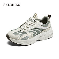 斯凯奇（Skechers）踏浪2024男女运动鞋老爹鞋轻质吸震118326 白色/灰色/WGY 44