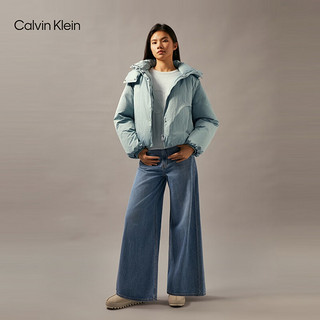 Calvin Klein Jeans【防泼水】24秋季女ck两穿可脱卸袖连帽羽绒服J224595 PCY-翡翠绿 L