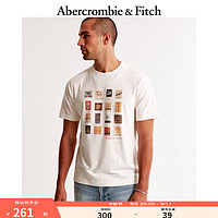 ABERCROMBIE & FITCH男装 24秋季时尚潮流休闲印花宽松短袖T恤KI123-4228 白色正面印花 S (175/92A)