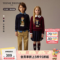 Teenie Weenie Kids小熊童装24秋冬男女童学院风纯棉套头毛衣 酒红色 160cm