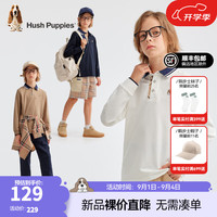 暇步士（Hush Puppies）【学院风】童装儿童男童2024秋季舒适简约气质长袖POLO衫 本白 110cm