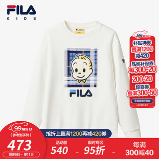 FILA KIDSx原田治联名系列斐乐童装儿童卫衣2024秋冬男童上衣 云菇白-WT 170cm