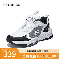 斯凯奇（Skechers）大童旋钮扣运动休闲鞋子319037L 白色/黑色/WBK 31码