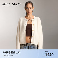 MISS SIXTY2024秋季新款针织外套女圆领绵羊毛衣软糯慵懒风上衣